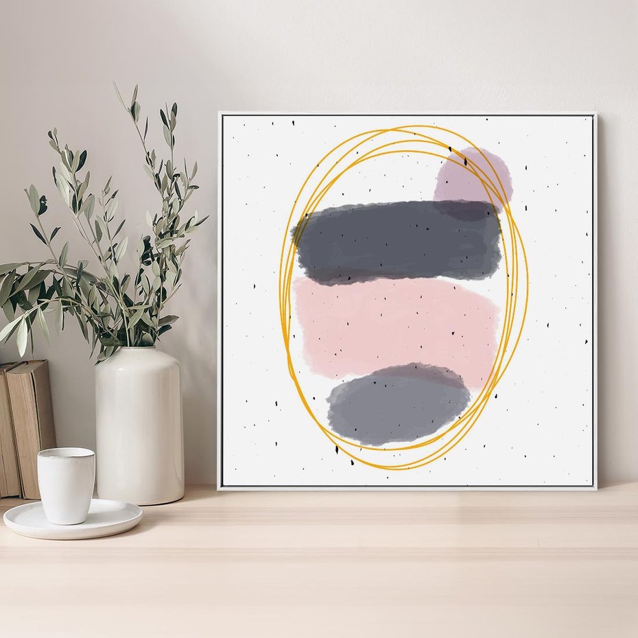 Obraz w ramie 50x50 - Migocące Odbicia - abstrakcyjna kompozycja, jak ręcznie malowana - rama biała