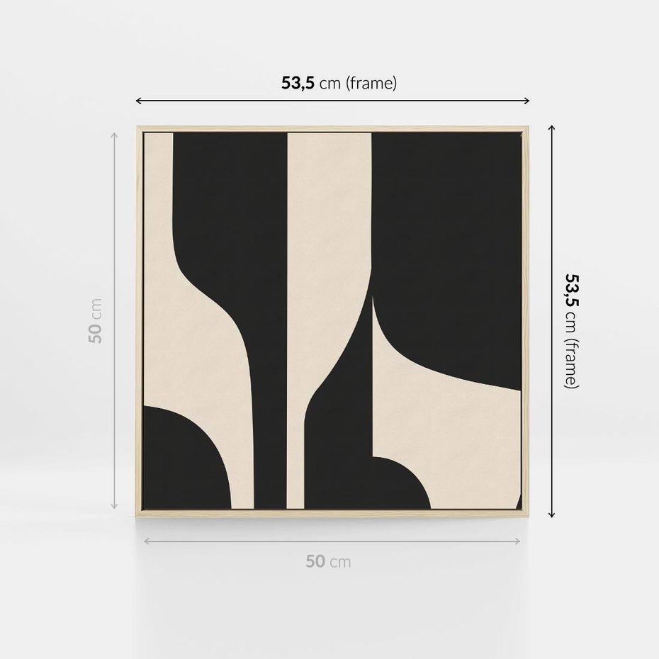 Obraz w ramie 50x50 - Abstrakcyjne Linie - boho plakat, rycina - rama drewno