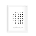 Plakat w ramie 30x40 - Boho Sztuka Wolości - minimalistyczny plakat, czarne kropki na białymtle - rama biała