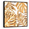 Obraz w ramie 50x50 - Monstera Złote Liście - monstera, złote - rama czarna
