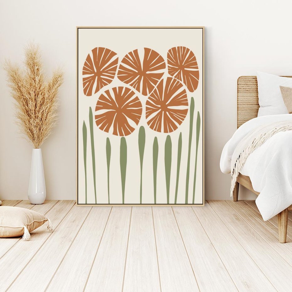 Obraz w ramie 50x70 - Akwarelowe Echa Przyrody - kwiaty, nowoczesny plakat - rama drewno