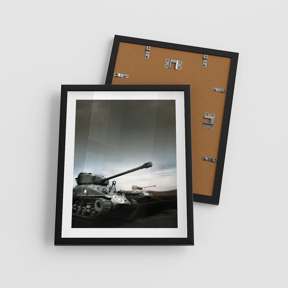 Plakat w ramie 40x50 - Siła i determinacja: czołgi wojenne - czołgi, wojna - rama czarna