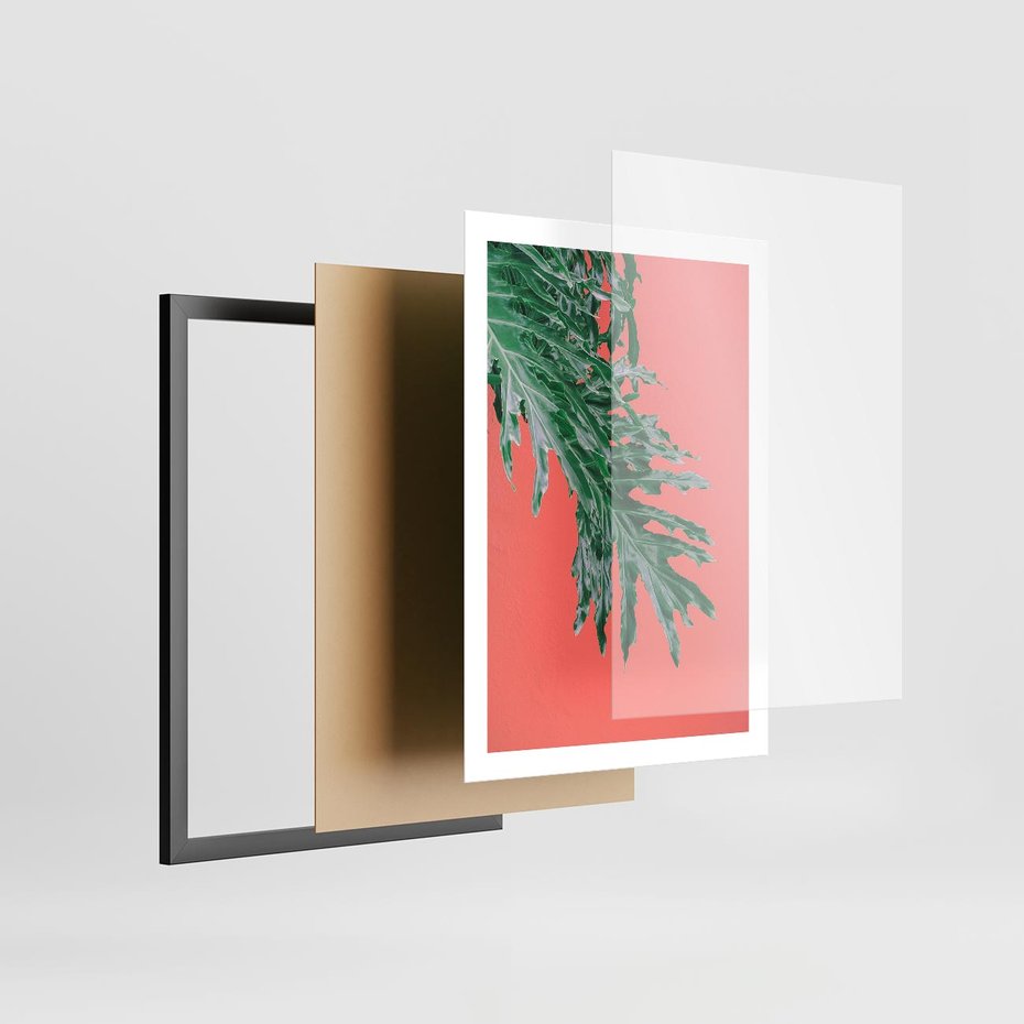 Plakat w ramie 50x70 - Energetyczna Eksplozja Natury - liście, kolor - rama czarna