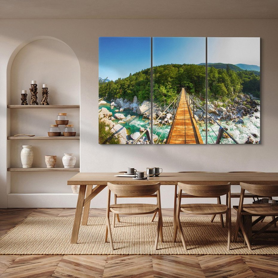 Obraz na płótnie 120x80 - Most w górach: siła natury - most, góry