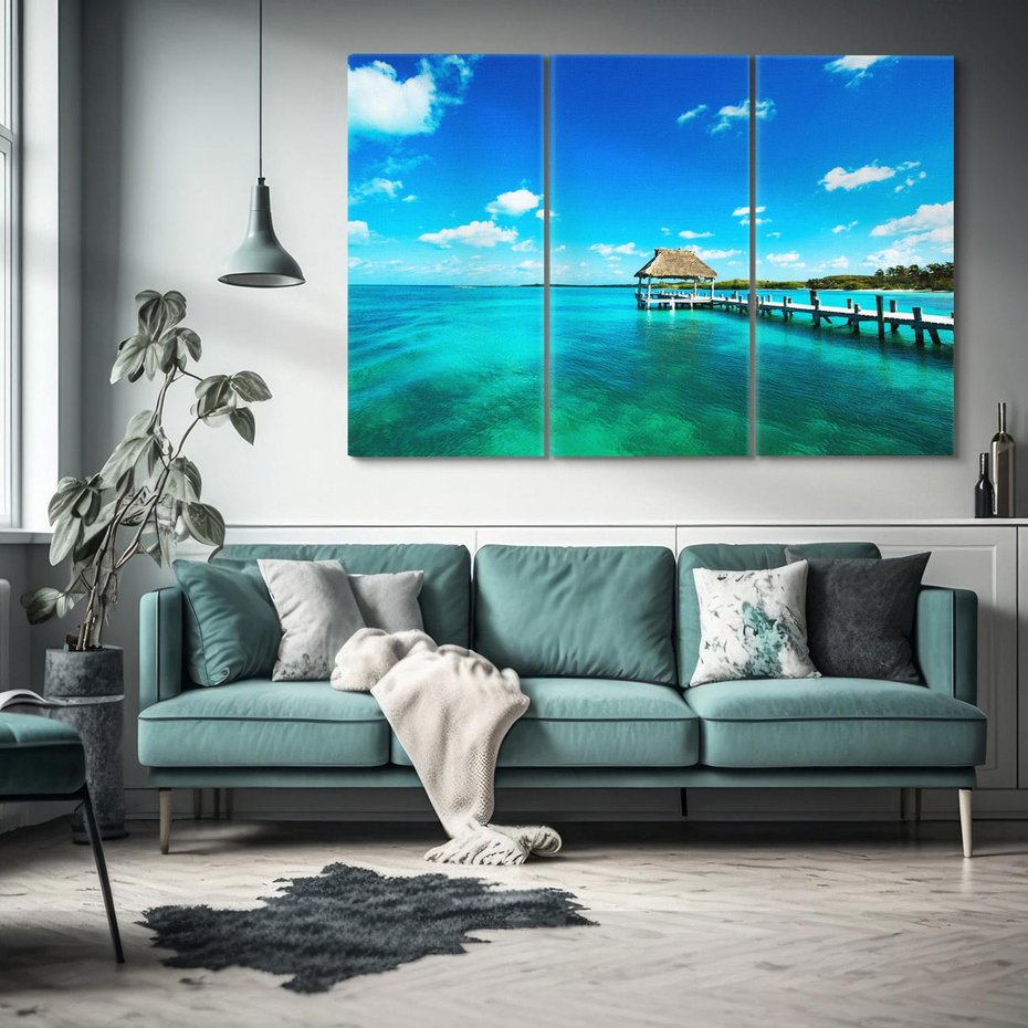 Obraz na płótnie 120x80 - Lazur na Plaży - plaża, lazur