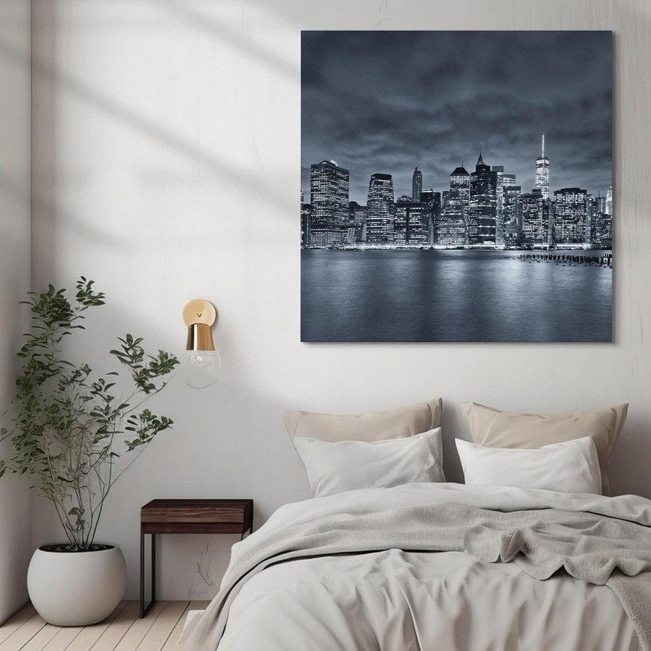 Obraz na płótnie 40x40 - Miejskie Migawki - noc, NY