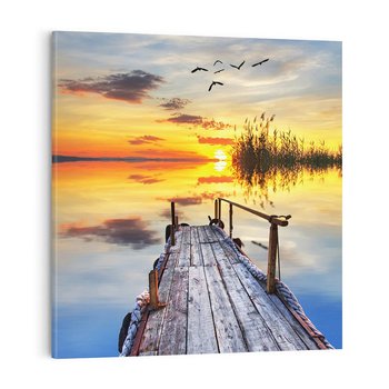 Obraz na płótnie 40x40 - Zachód słońca na pomostach - zachód, słońca