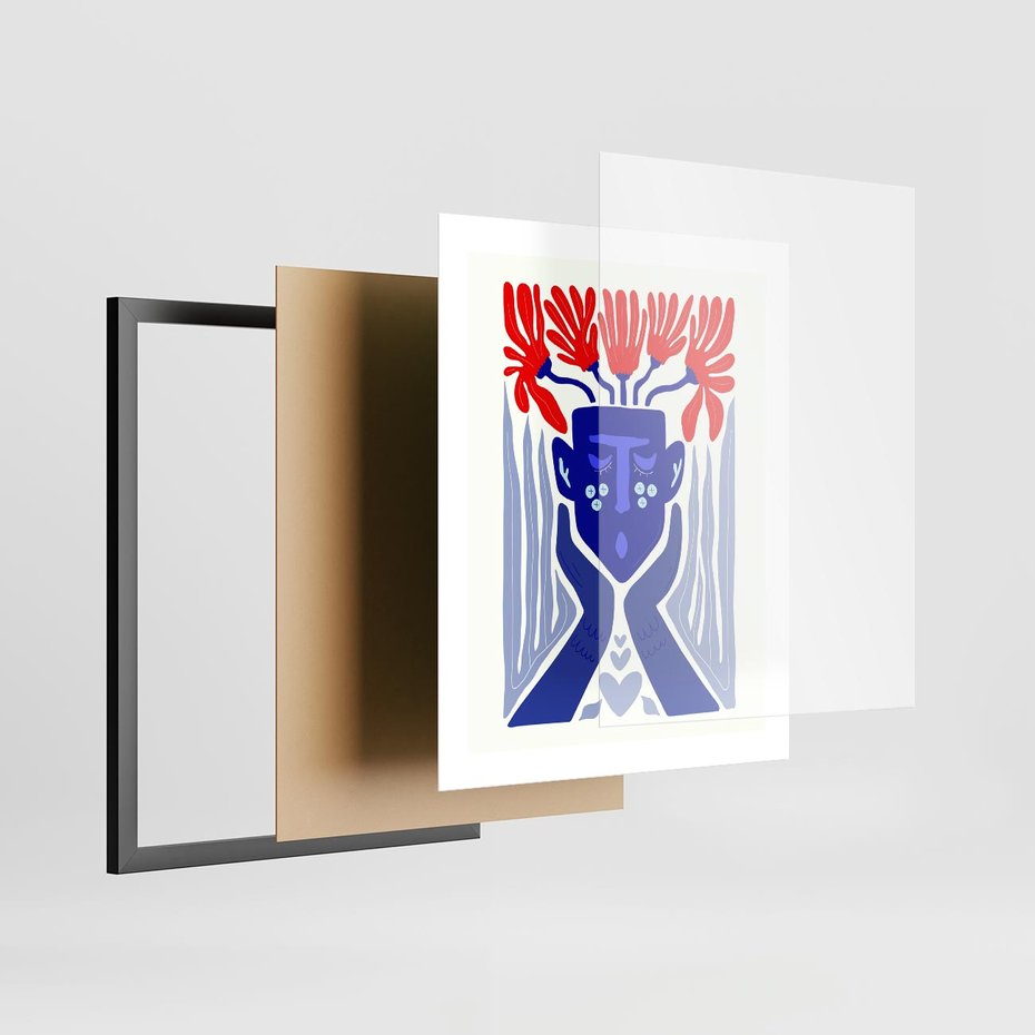 Plakat w ramie 40x50 - Nowoczesne Wcielenie Boho - etniczna maska, boho styl - rama czarna