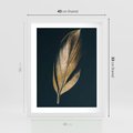 Plakat w ramie 40x50 - Mroczne Złoto - nowoczesna grafika, złoty liść na czarnym tle - rama biała