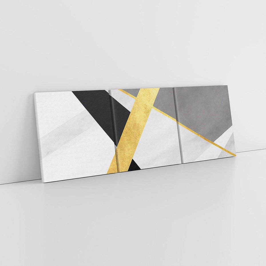 Obraz na płótnie 90x30 - Pudrowe Abstrakcyjne Lustra - złote abstrakcyjne linie, szarość