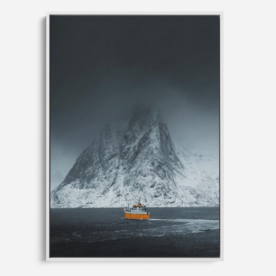 Obraz w ramie 70x100 - Skandynawski pejzaż - skadynawski, pejzaż - rama biała