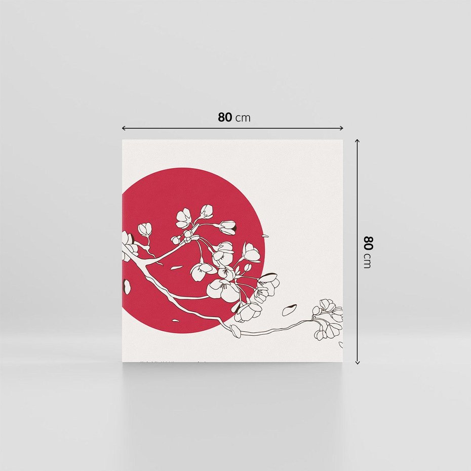 Obraz na płótnie 80x80 - Esencja Zen - kwiatnąca wiśnia, orientalna grafika