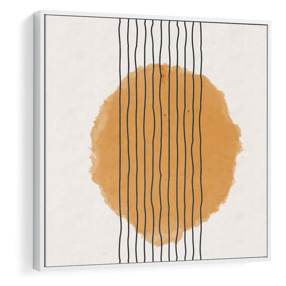 Obraz w ramie 50x50 - Taniec Emocji - abstrakcyjne akwarelowe plamy, nieregularne kreski - rama biała