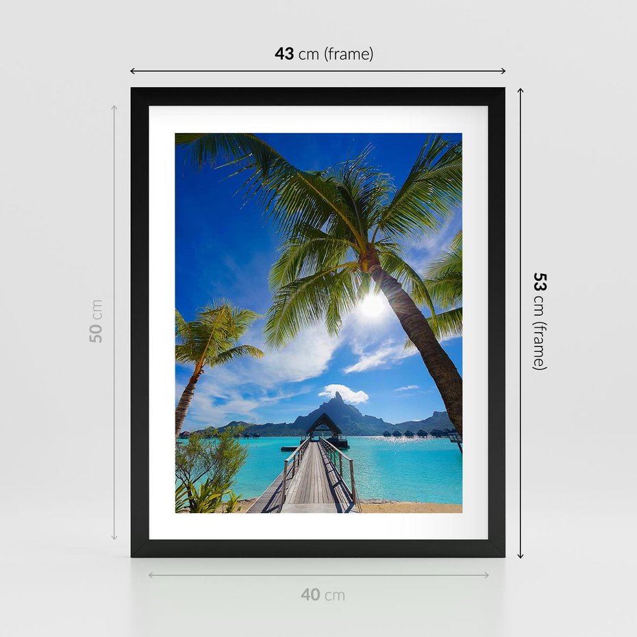 Plakat w ramie 40x50 - Tropikalne palmy nad oceanem - palmy, ocean - rama czarna