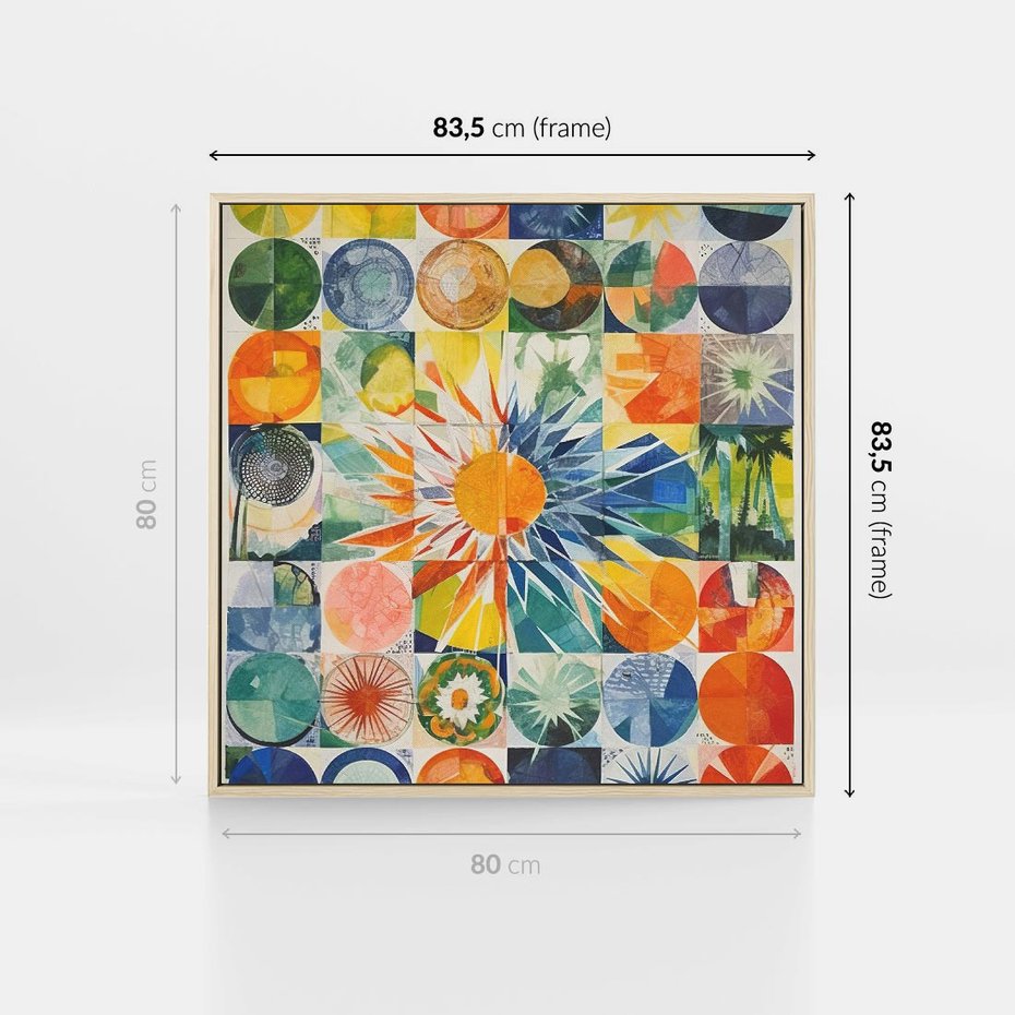 Obraz w ramie 80x80 - Rozkwitające Wzory Abstrakcji - abstrakcyjny obraz, mnogość kolorów - rama drewno