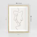 Plakat w ramie 30x40 - Jedna Linia, Dwie Twarze - minimalistyczny plakat, dwie twarze - rama drewno