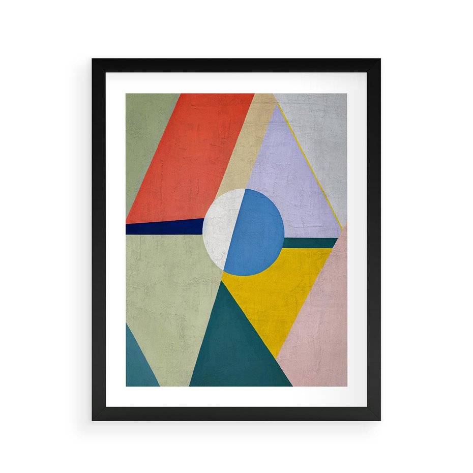 Plakat w ramie 40x50 - Taniec Subtelnych Odbić - abstrakcyjne geometryczne kształty, olejny obraz - rama czarna