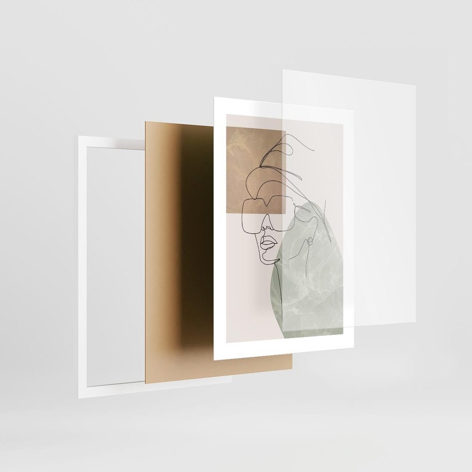 Plakat w ramie 30x40 - Geometria i Szkic - nowoczesny obraz, grafika - rama biała