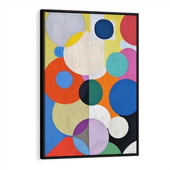 Obraz w ramie 50x70 - Tajemnicze Odbicia Czasu - abstrakcyjne geometryczne kształty, olejny obraz - rama czarna