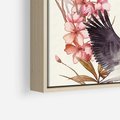Obraz w ramie 80x80 - Szept Japonii - japońska sztuka, ptak - rama drewno
