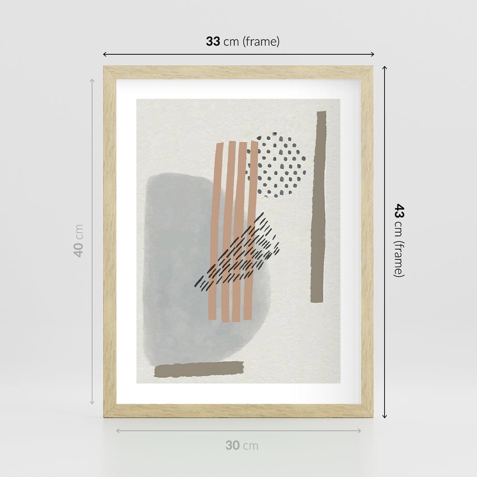 Plakat w ramie 30x40 - Nowoczesna Abstrakcja: Delikatne Beże - abstrakcja, nowoczesna sztuka - rama drewno