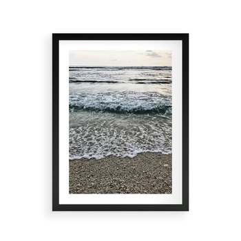 Plakat w ramie 30x40 - Spokojna Plaża - plaża, żwirek - rama czarna