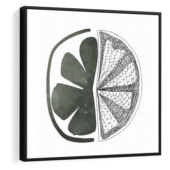 Obraz w ramie 50x50 - Cytrynowe Echo - minimalistyczny plakat, cytryna - rama czarna