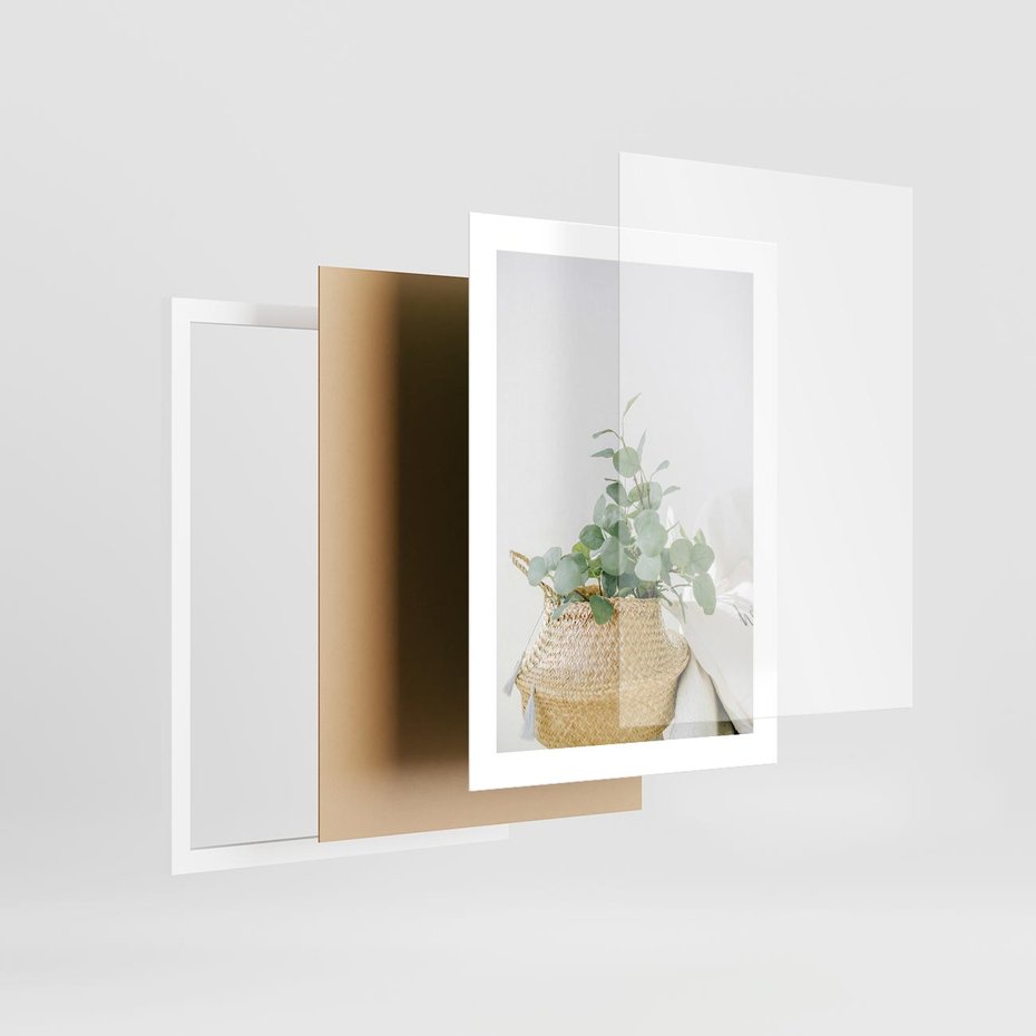 Plakat w ramie 30x40 - Eukaliptusowa Świeżość - eukaliptus, liście w koszu z wikliny - rama biała