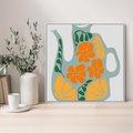 Obraz w ramie 80x80 - Kolorystyczna Ekspresja - czajnik, abstrakcja - rama biała