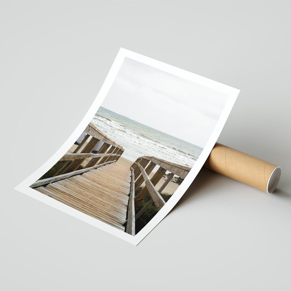 Plakat bez ramy 50x70 - Morze i drewniany pomost - morze, pomost