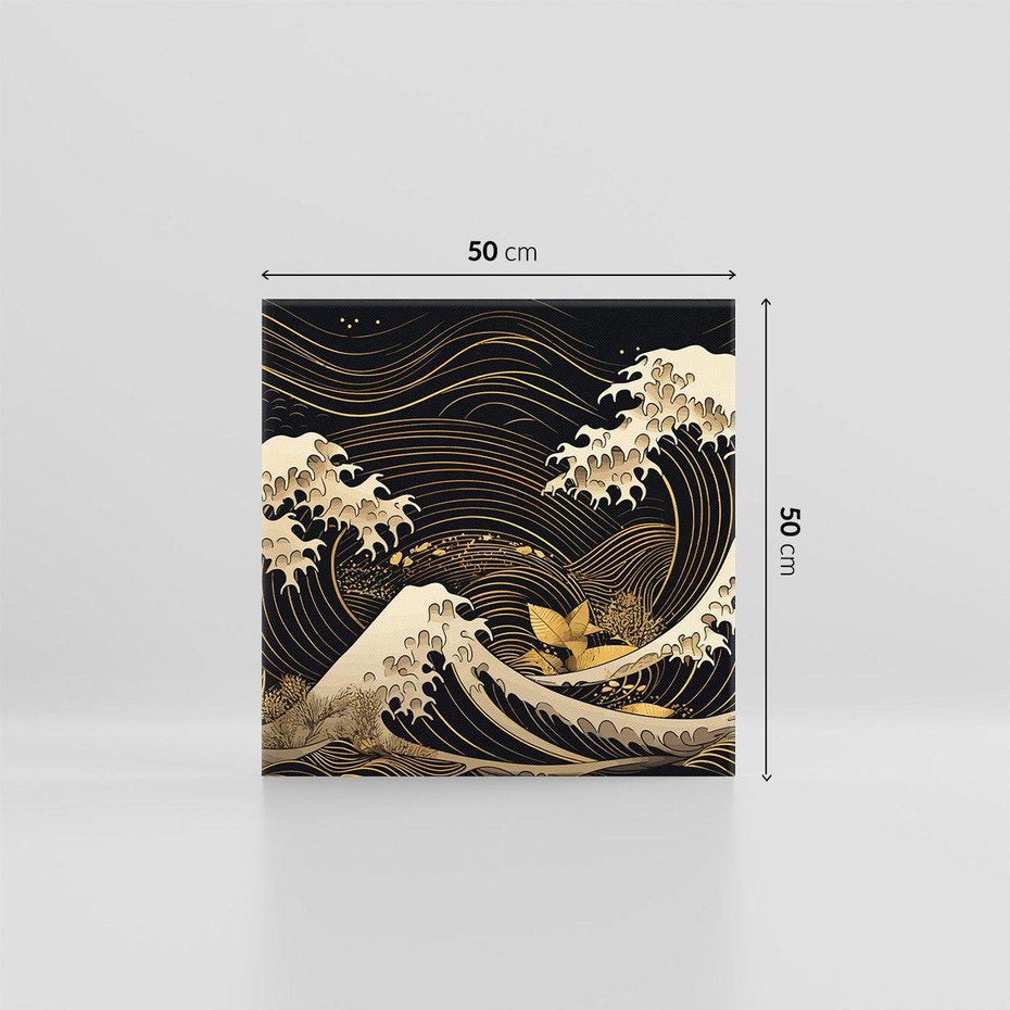 Obraz na płótnie 50x50 - Złote Piękno - ciemny obraz, fala morska