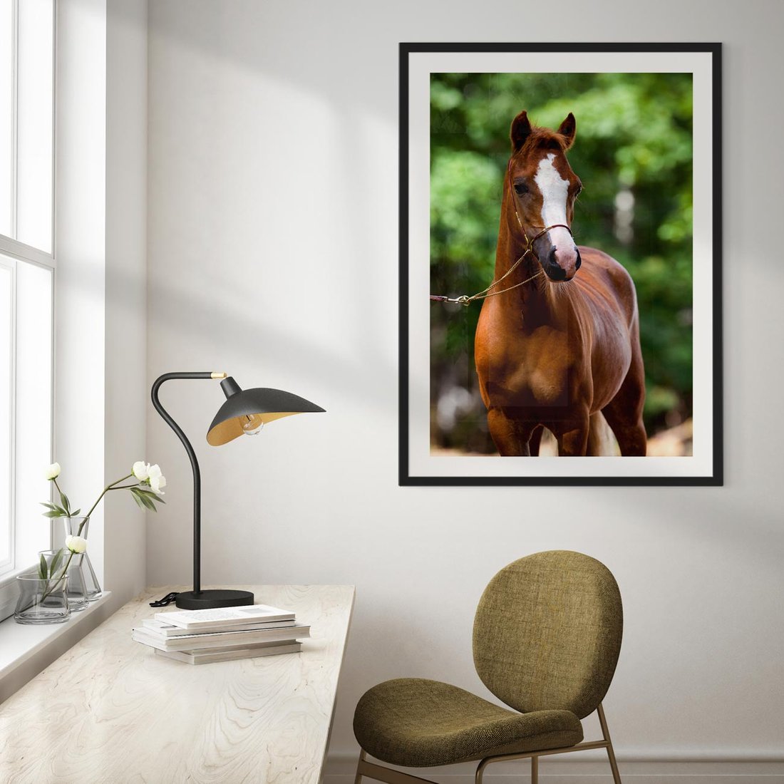 Plakat w ramie 30x40 - Portret Szlachetnego Konia - koń, portret - rama czarna