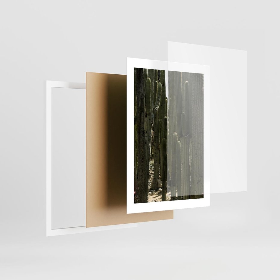 Plakat w ramie 30x40 - Wyjątkowy Klimat Boho - kaktusy, pustynia - rama biała