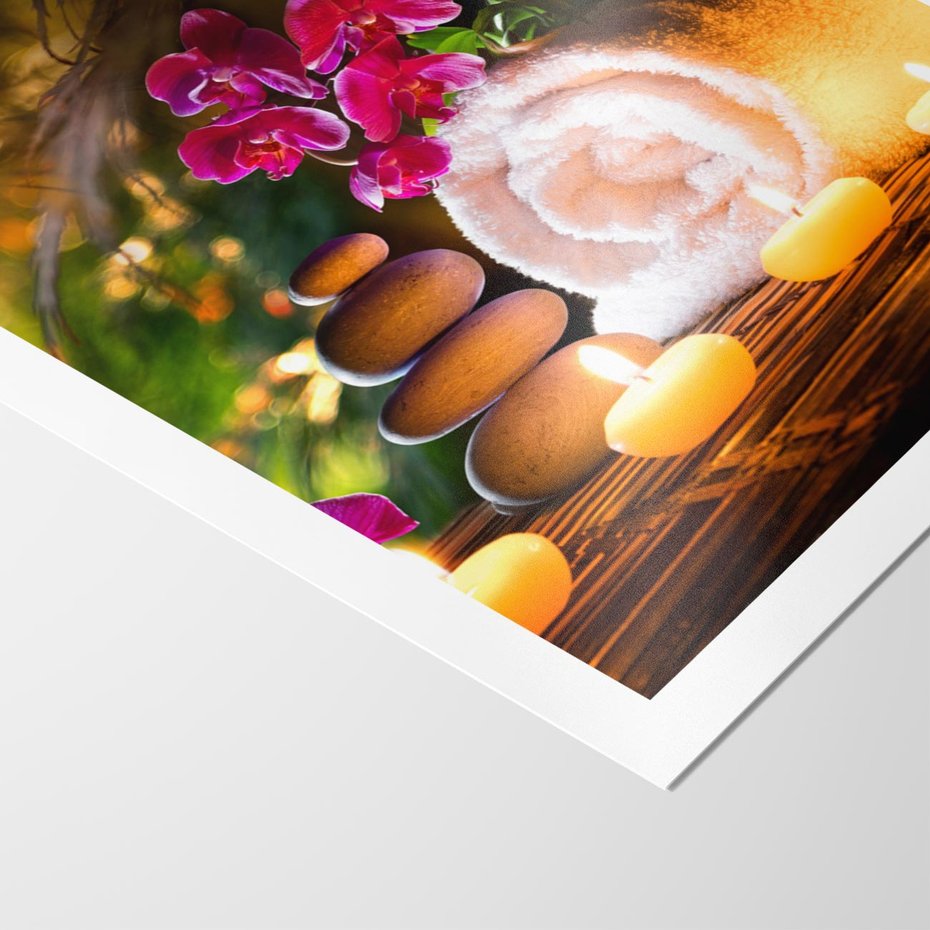 Plakat bez ramy 21x30 - Relaksujące spa z płonącymi świecami - spa, świece