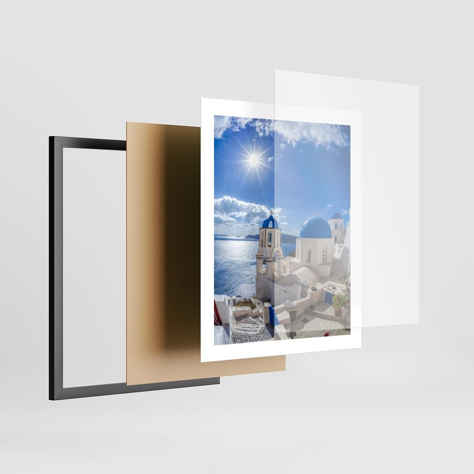 Plakat w ramie 40x50 - Uroki Santorini we Włoszech - Santorini, Włochy - rama czarna