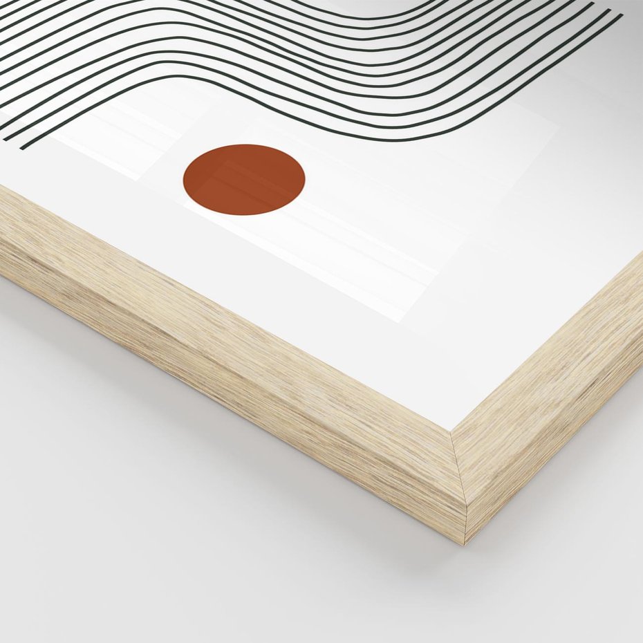 Plakat w ramie 30x40 - Kontury Harmonii - nieregularne linie, koła - rama drewno