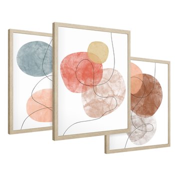 Zestaw obrazy w ramie 30x40 galeria - Abstrakcja, akwarela, plamy - rama drewno