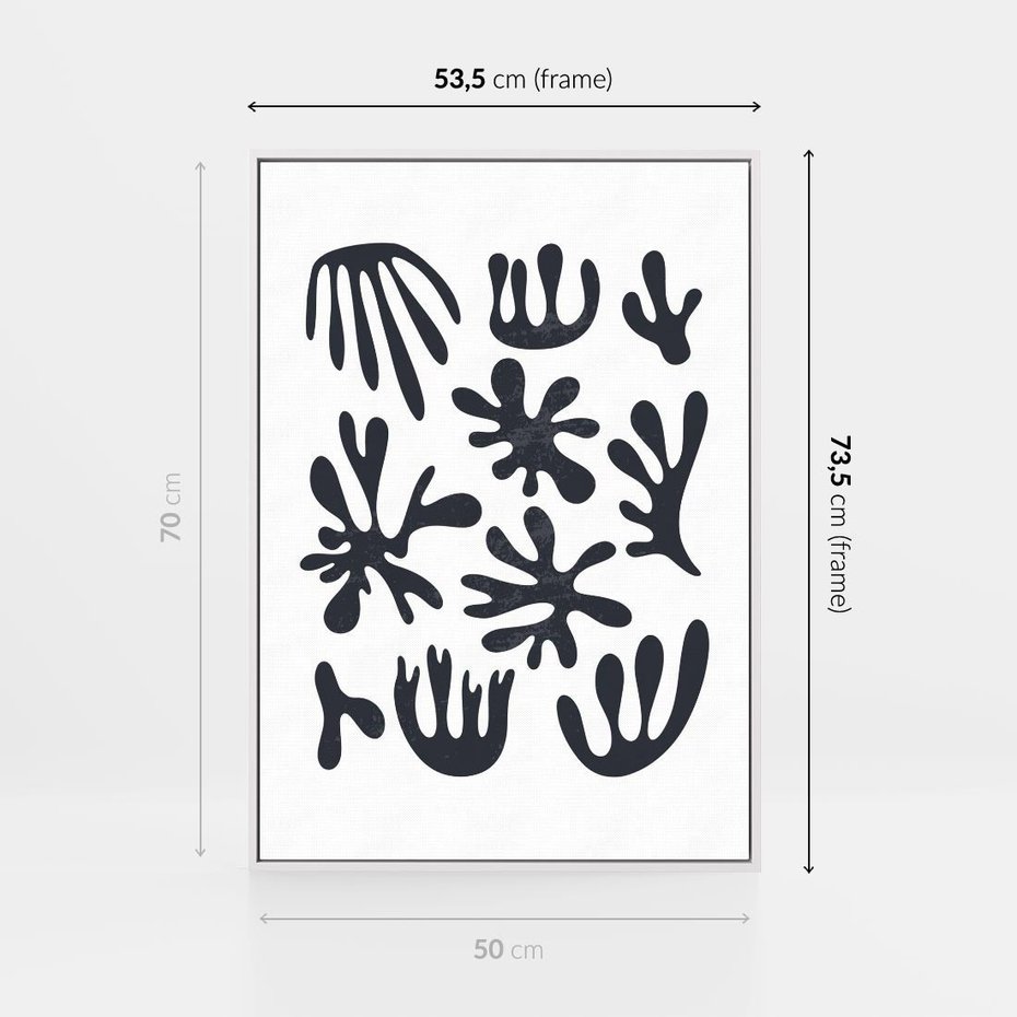 Obraz w ramie 50x70 - Rozmyte Granice Wspomnień - inspiracja mattise, abstrakcja - rama biała