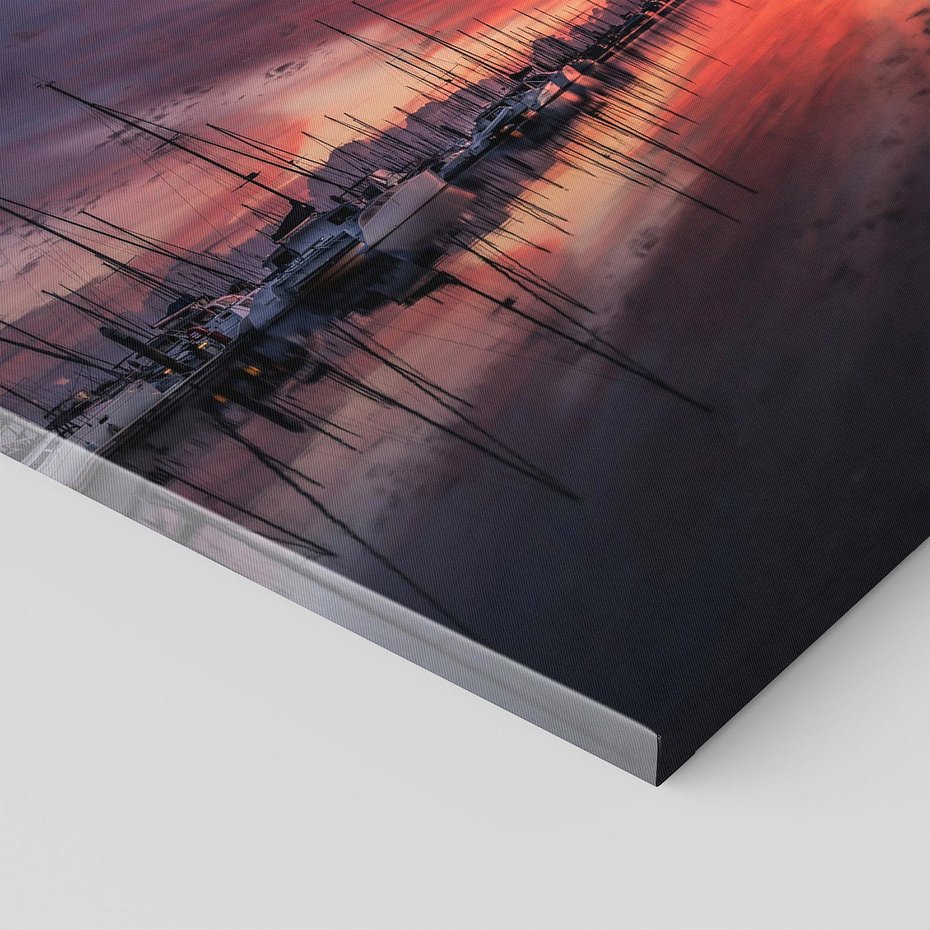 Obraz na płótnie 70x50 - Morze, fale i skały - zachód słońca,