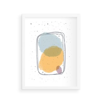 Plakat w ramie 30x40 - Wibracje Linii - abstrakcyjna kompozycja, jak ręcznie malowana - rama biała