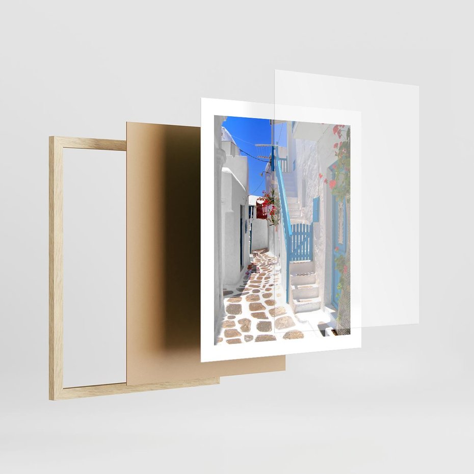 Plakat w ramie 40x50 - Santorini: urok Grecji - Santorini, Grecja - rama drewno