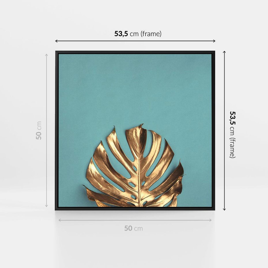 Obraz w ramie 50x50 - Piękno Natury - złote, liście - rama czarna