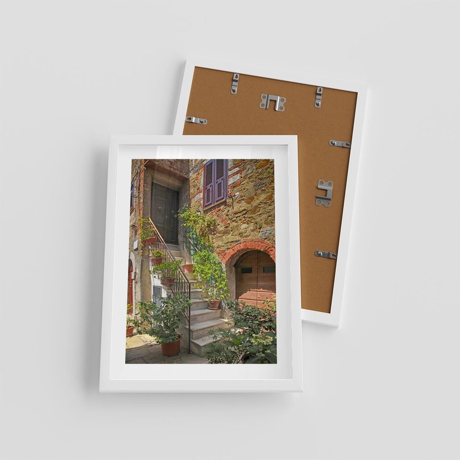 Plakat w ramie 30x40 - Wznies się na wyżyny - schody, perspektywa - rama biała