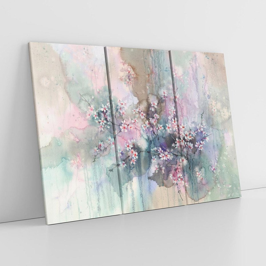 Obraz na płótnie 120x80 - Efemeryczne Kwitnienie Drzew - akwarela, rozmyte pastelowe tłó