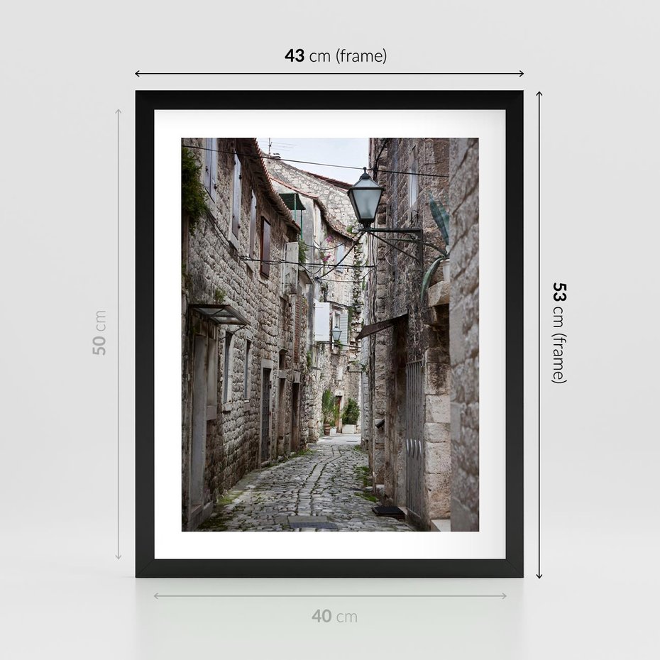 Plakat w ramie 40x50 - Malownicza uliczka we Włoszech - uliczka, Włoch - rama czarna