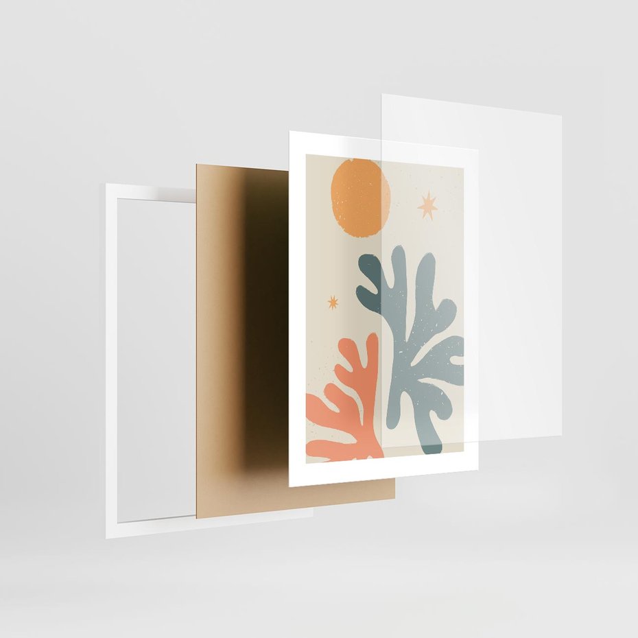 Plakat w ramie 30x40 - Inspirująca Równowaga - boho formy, kształty - rama biała