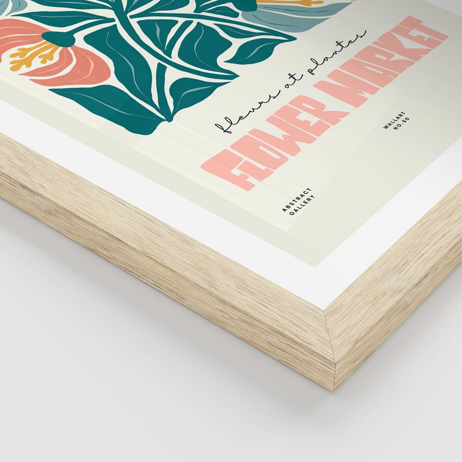 Plakat w ramie 40x50 - Taniec Kształtów - kwiaty, abstrakcyjna kompozycja - rama drewno