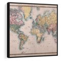 Obraz w ramie 50x50 - Światło Przeszłości - retro mapa świata, mapa - rama czarna