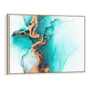 Obraz w ramie 120x80 - Elegancja i Subtelność - marmur, złoto - rama drewno