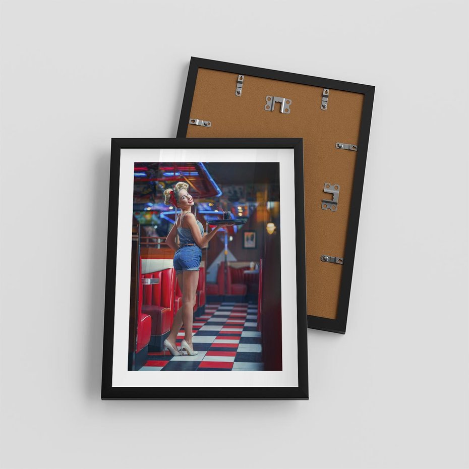 Plakat w ramie 30x40 - Czas Na Wyjątkowy Posiłek - restauracja, retro - rama czarna